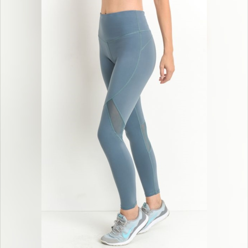 Highwaist Slanted Cross-Over Mesh Full Leggings